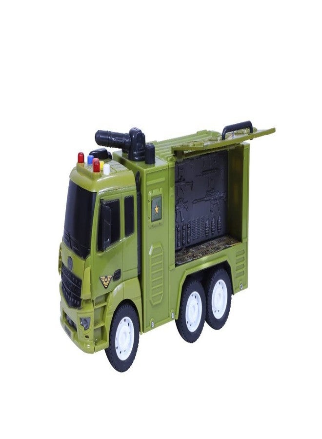 HS ENTERPRISE Military Vehicle Army Toys Truck Carrier Vehicle Push & Go Lorry Model With Lights And Sounds For Kids Toddlers Boys, Green - Image 3